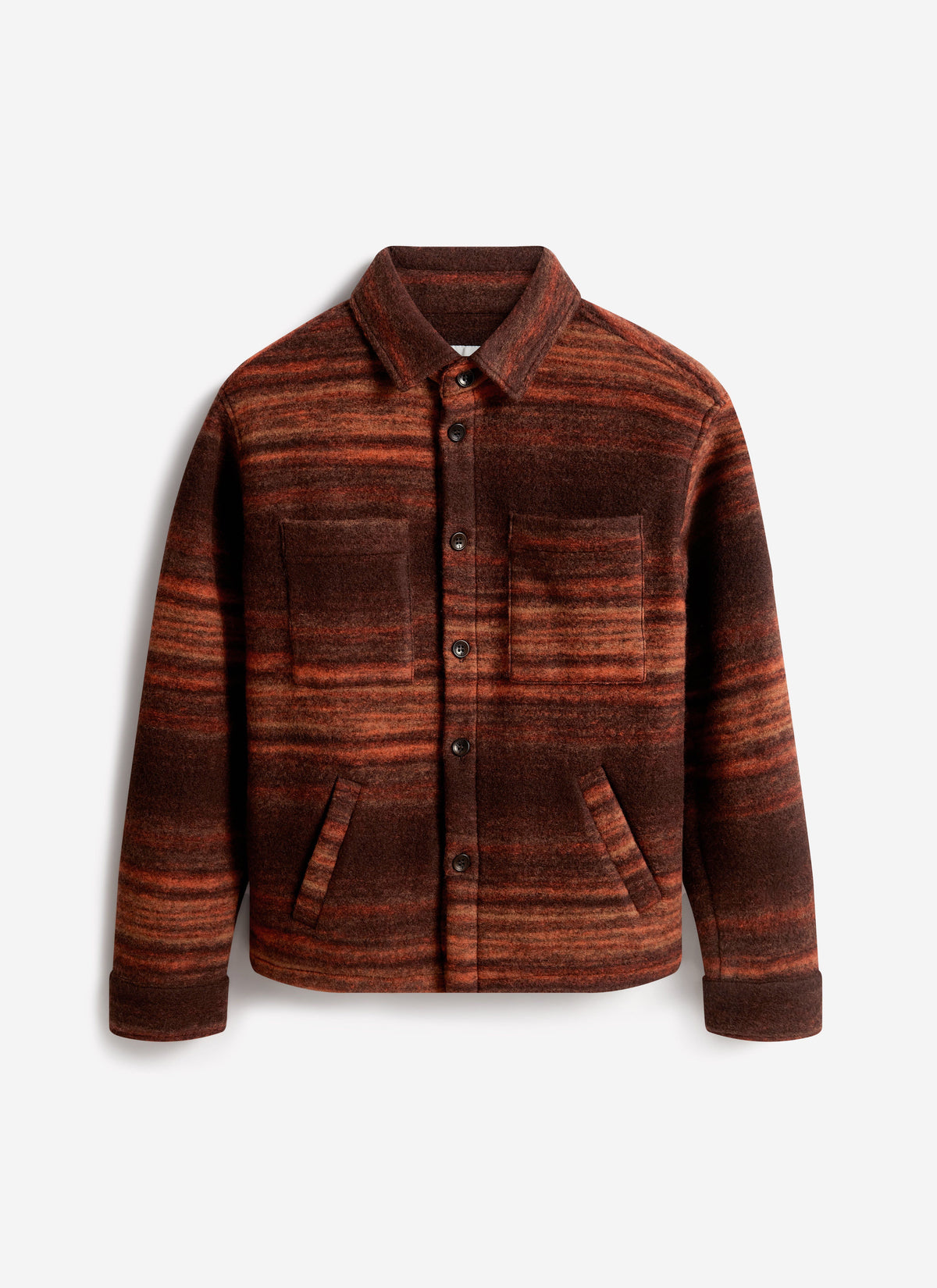 Men's Mississippi Jacquard Overshirt - Boiled Wool - Burnt Orange | Percival