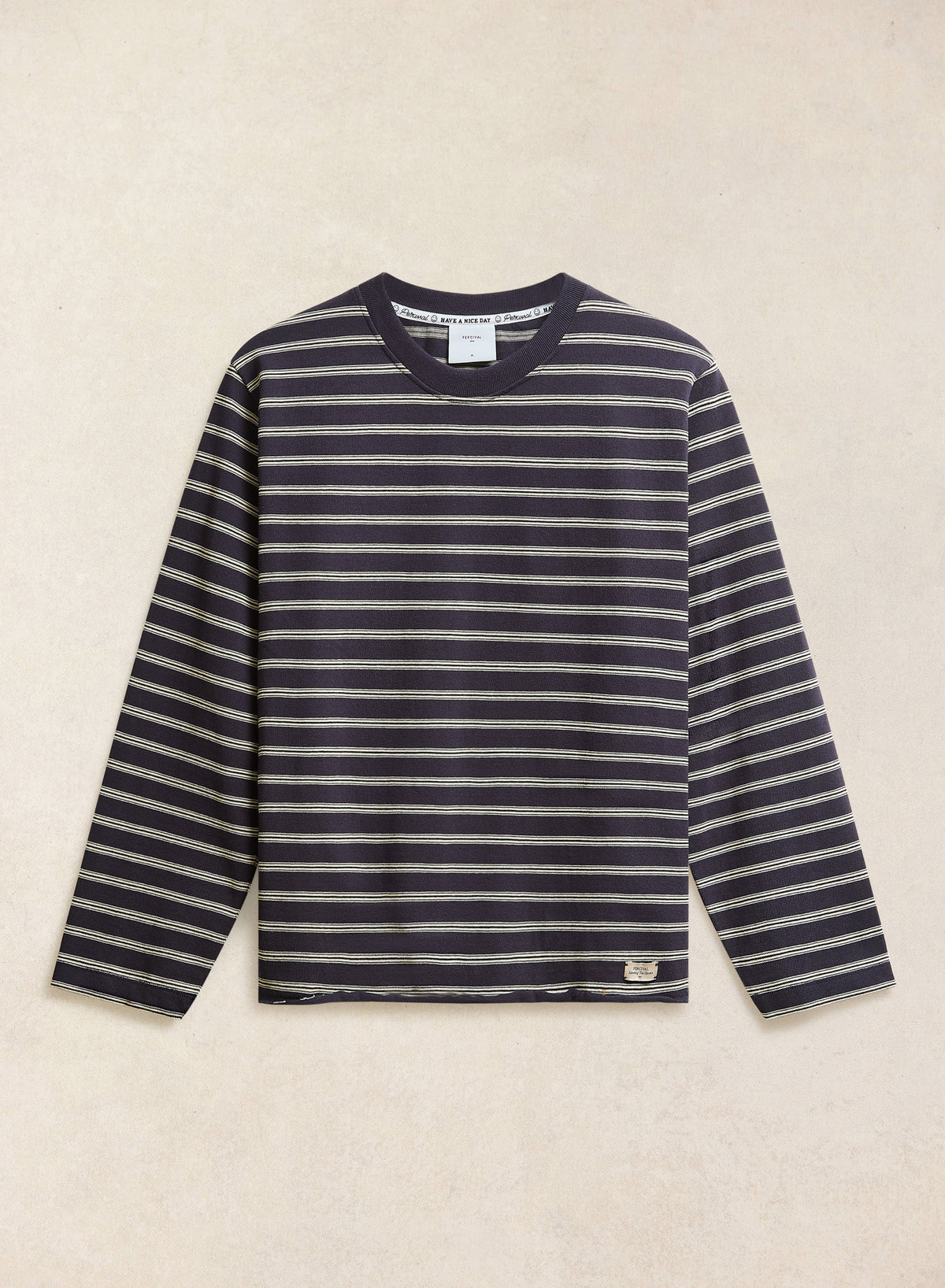 Men's Long Sleeve Breton T Shirt - Organic Cotton - Navy Stripe | Percival