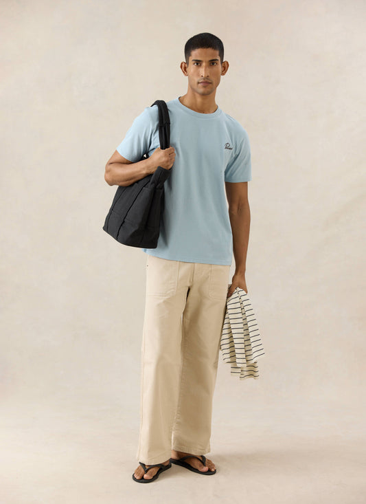Men's Embroidered T-Shirt - Organic Cotton - Light Blue | Percival