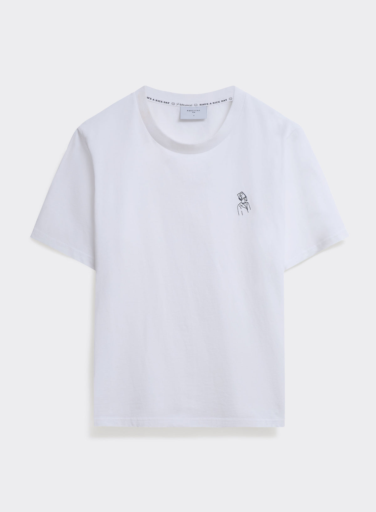 Men's White Embroidered T Shirt - Robinson - Cotton | Percival