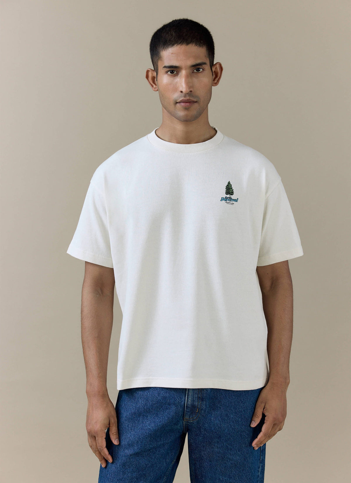 Men's Cream Oversized T Shirt - Arnold - Organic Cotton | Percival