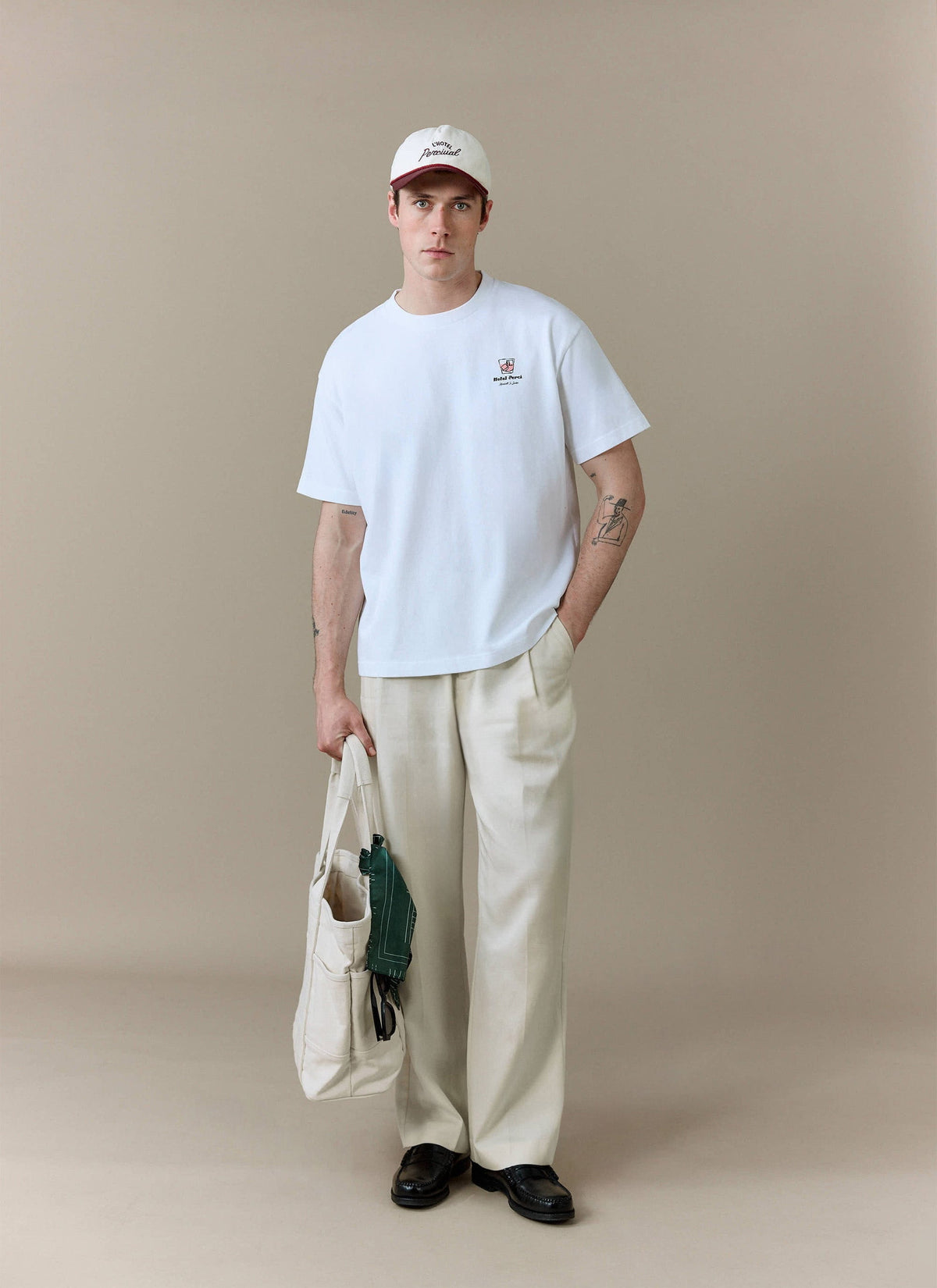 Men's T Shirt - Hotel Bistro Oversized - Organic Cotton - White | Percival