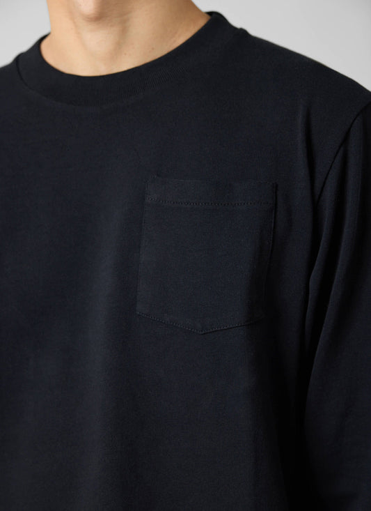 Long Sleeve Crew Neck T Shirt - Cotton - Black | Percival