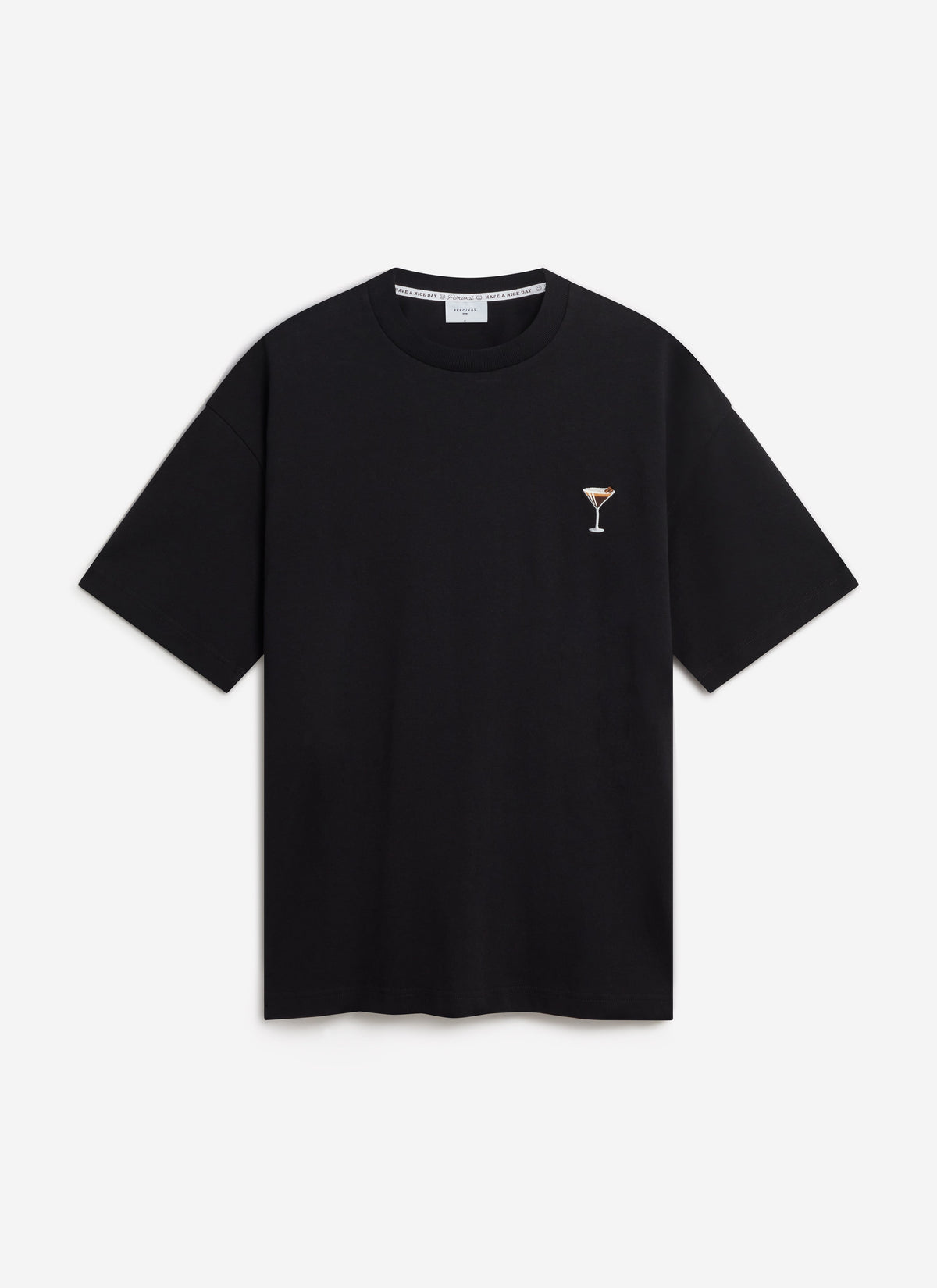 Espresso Martini Oversized Embroidered T Shirt - Organic Cotton - Blac | Percival