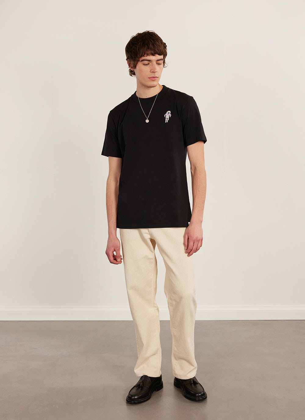 Men's Embroidered T Shirt: Negroni - Heavyweight Cotton - Black | Percival