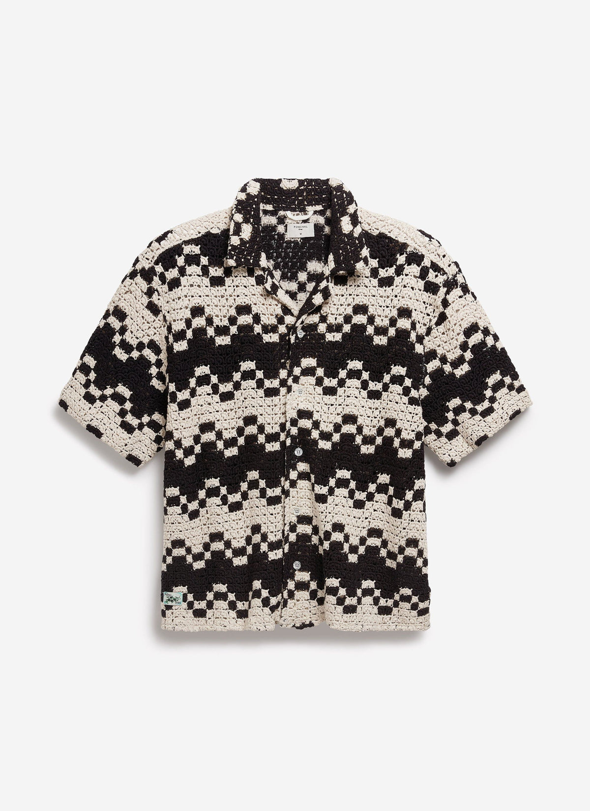 Men's Crochet Cuban Collar Shirt - Naples - Ecru Cream | Percival