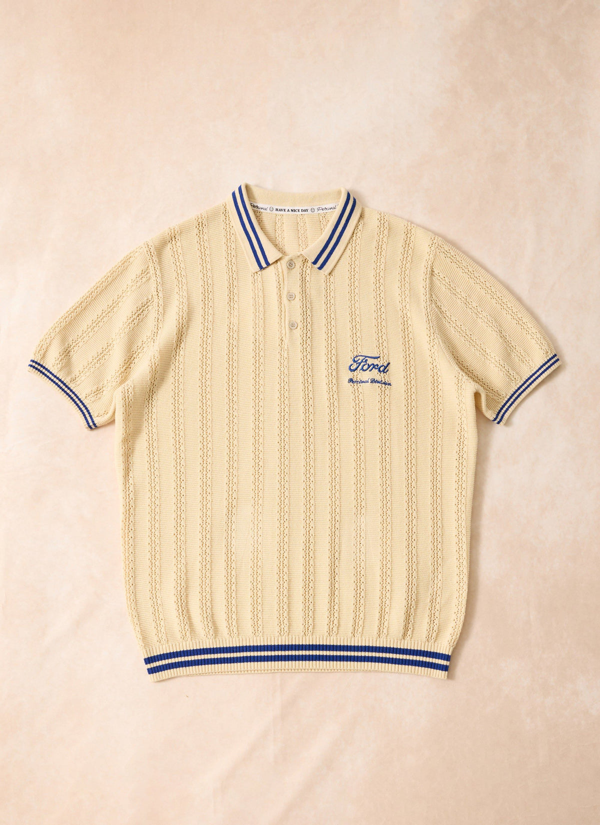 Men's Knitted Polo - Dealership x Ford - Cream | Percival