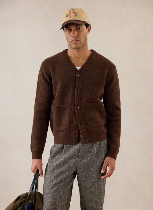 Men's Espresso Cardigan - Mohair Wool | Percival
