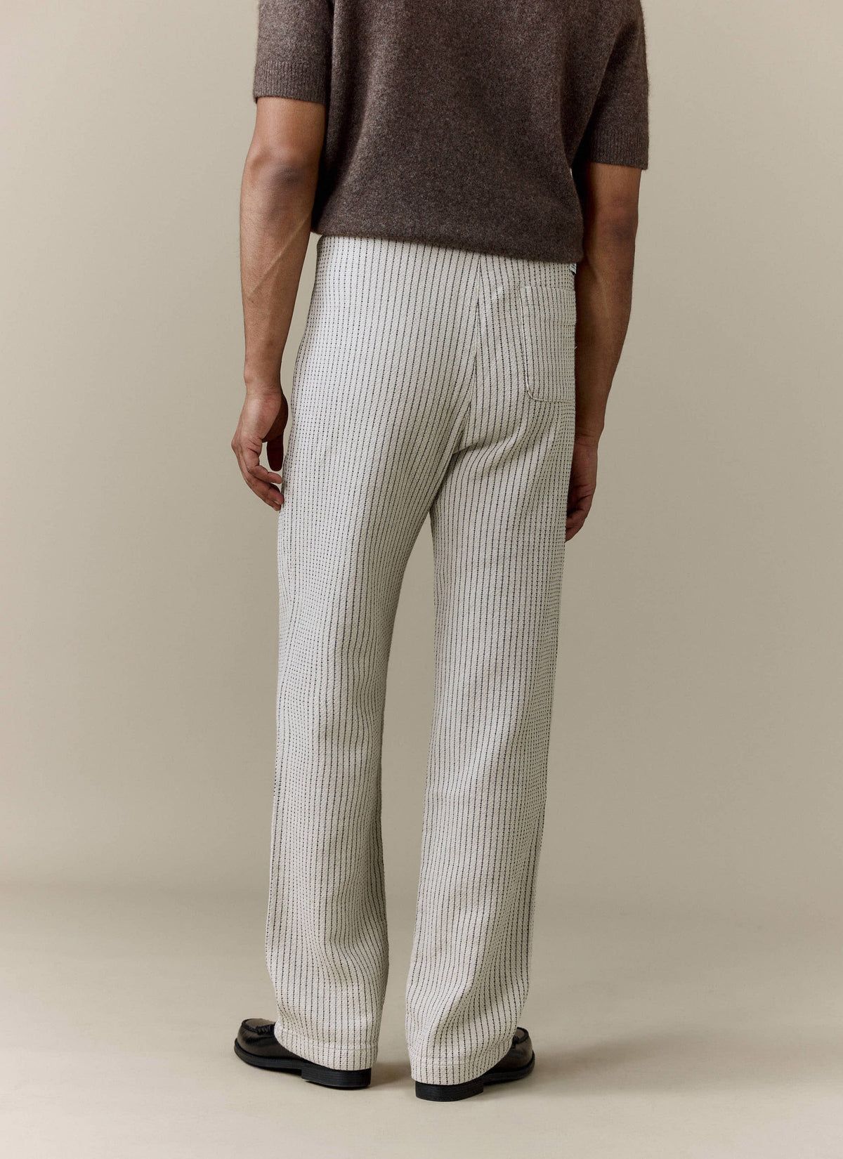 Men's Sorrento Wide Leg Trousers - Linen Blend - Ecru | Percival