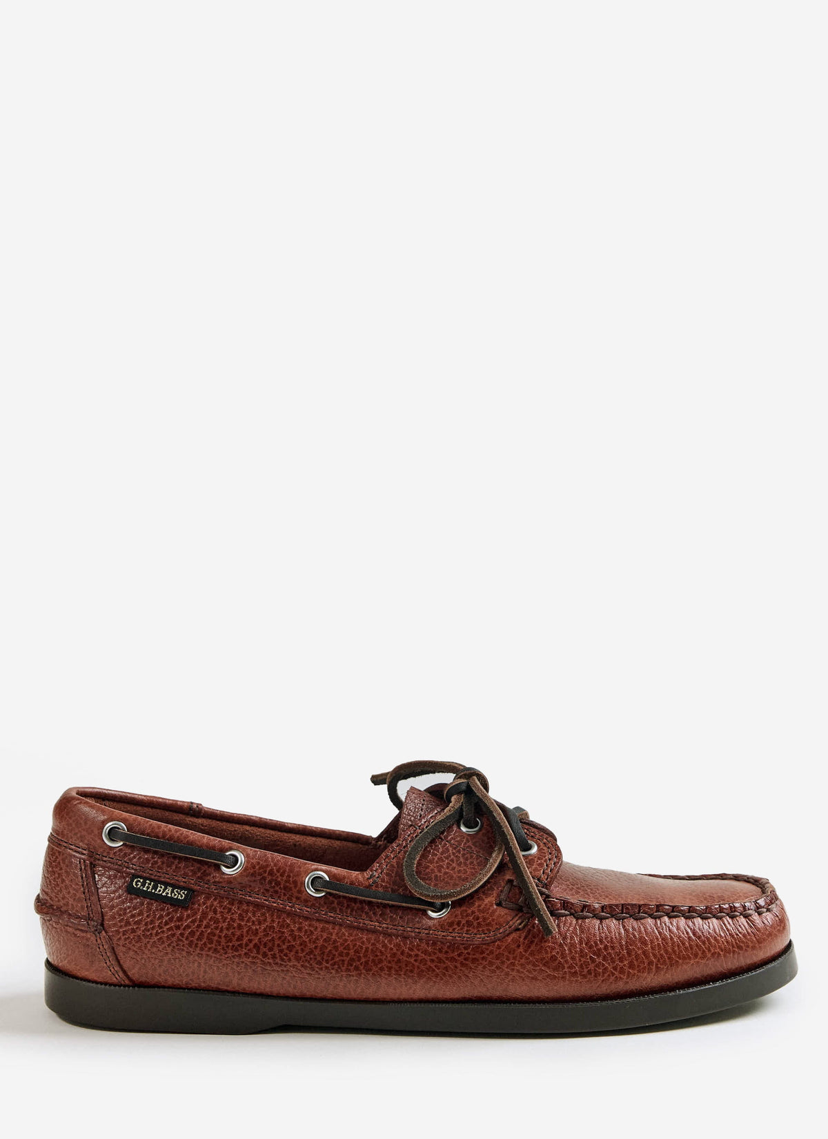 G.H.Bass - Jetty II Boater 2 Eye - Textured Tan Leather | Percival