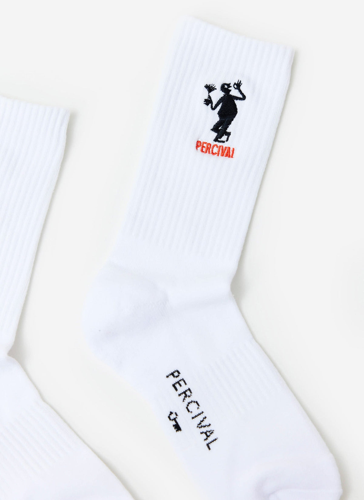 Carlo Mixologist Embroidered Socks - Organic Cotton - White | Percival