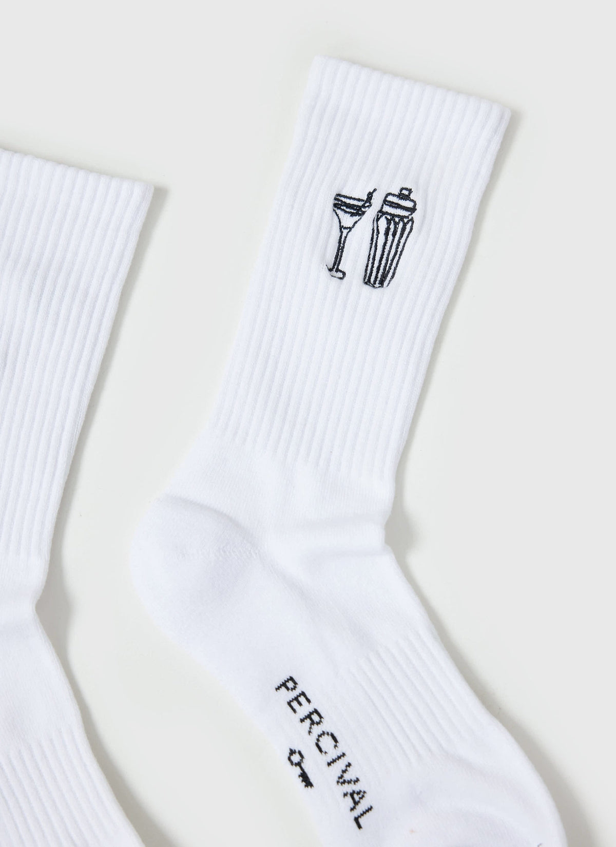 Mixologist Embroidered Socks - White | Percival