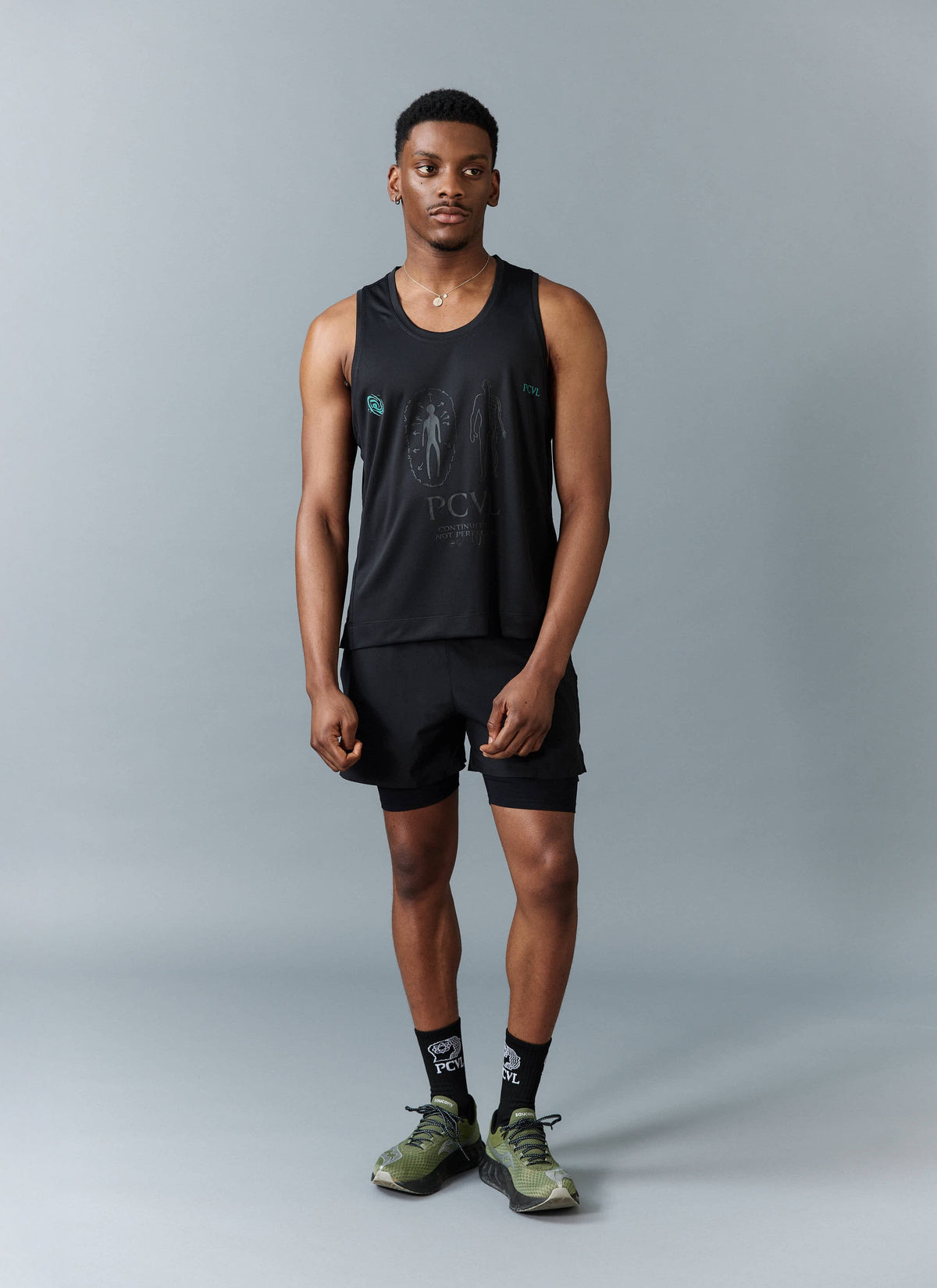 Men's Running Vest - PCVL Technical Printed - Black | Percival