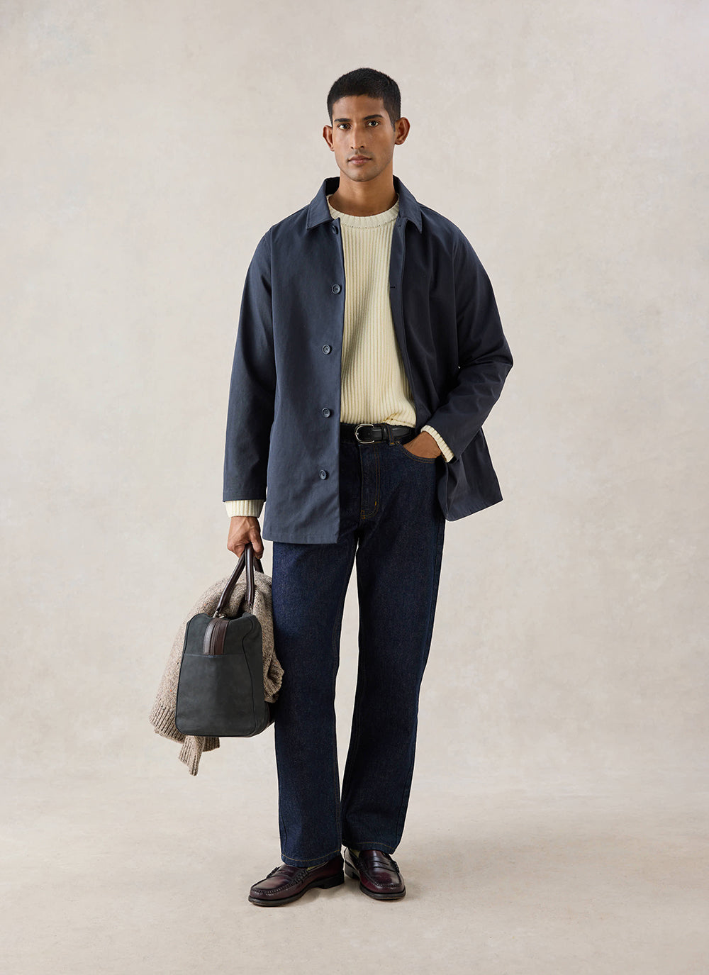 Men's Navy Short Trench Coat - Sherlock - Waterproof | Percival