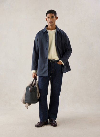 Men's Navy Short Trench Coat - Sherlock - Waterproof | Percival