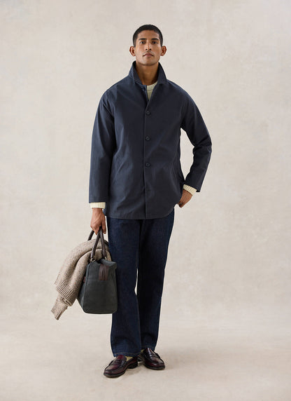 Men's Navy Short Trench Coat - Sherlock - Waterproof | Percival