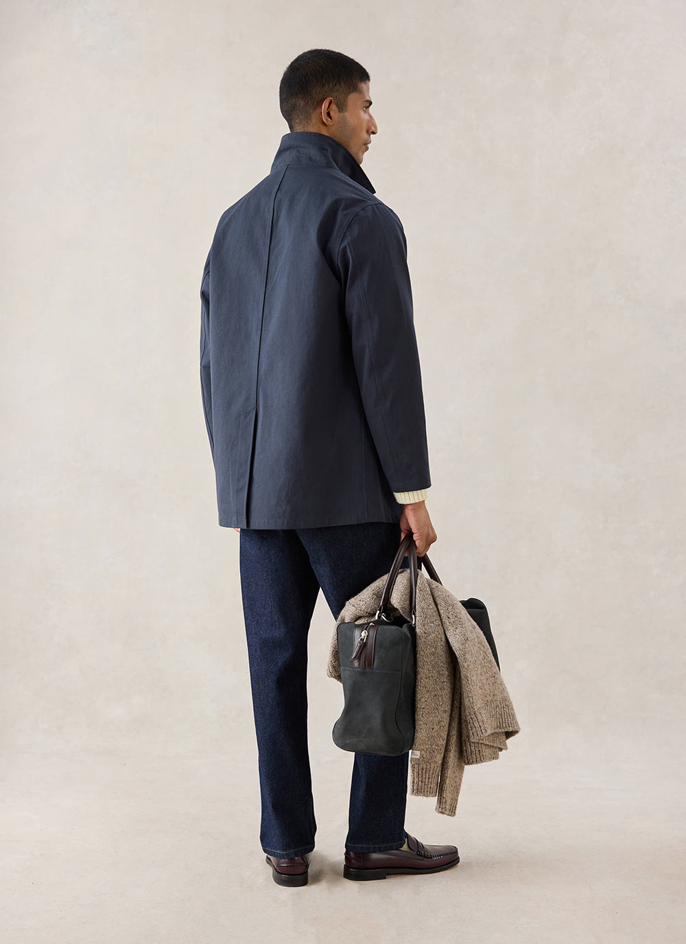 Men's Navy Short Trench Coat - Sherlock - Waterproof | Percival