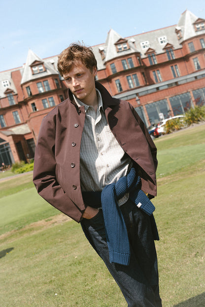 Men's Cropped Waterproof Trench Coat - Carter - Brown | Percival