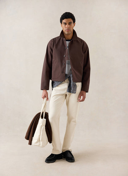 Men's Cropped Waterproof Trench Coat - Carter - Brown | Percival