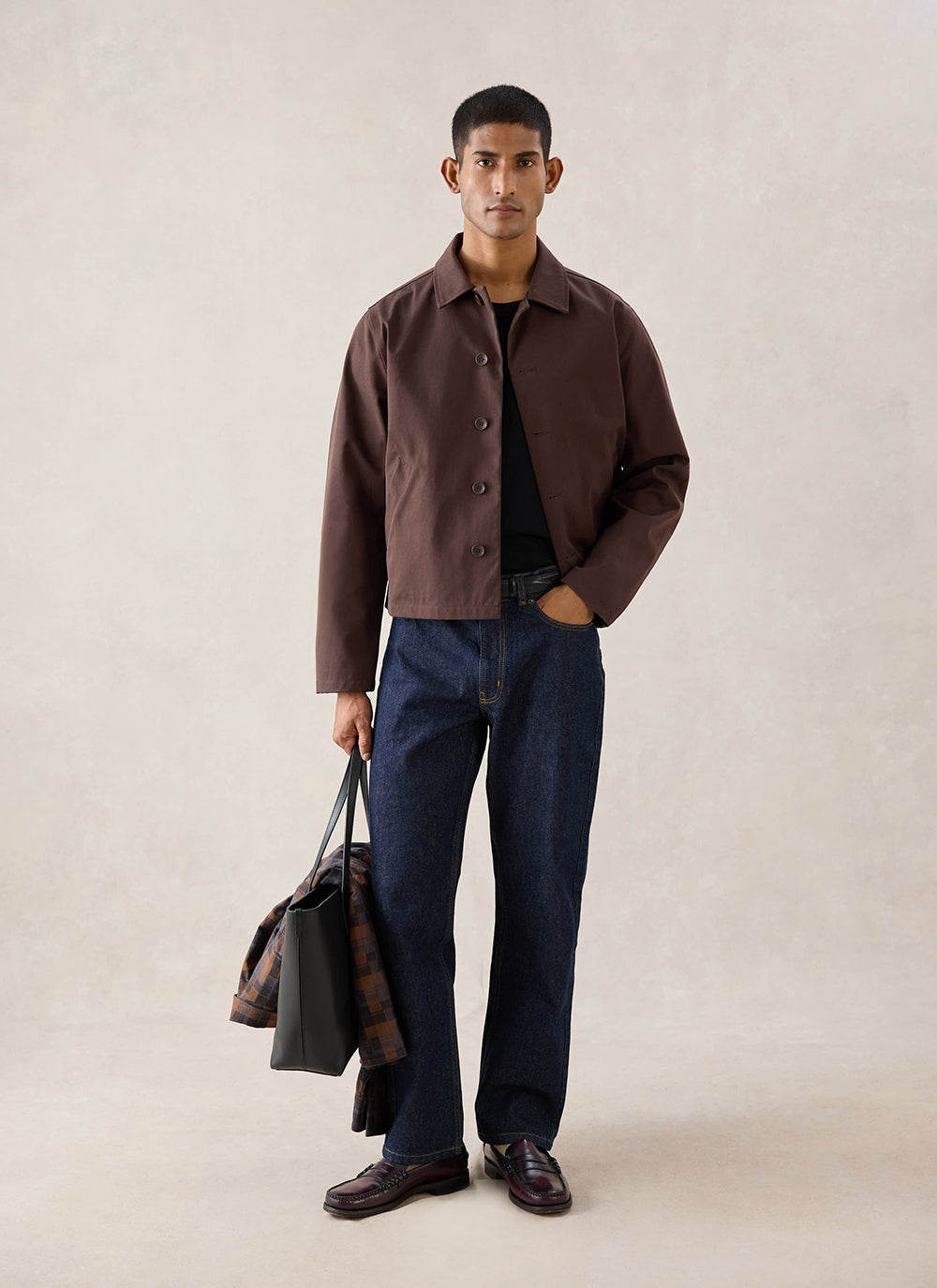Men's Cropped Waterproof Trench Coat - Carter - Brown | Percival
