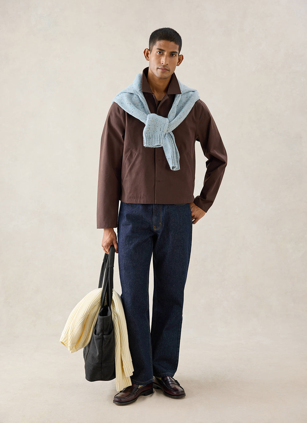 Men's Cropped Waterproof Trench Coat - Carter - Brown | Percival