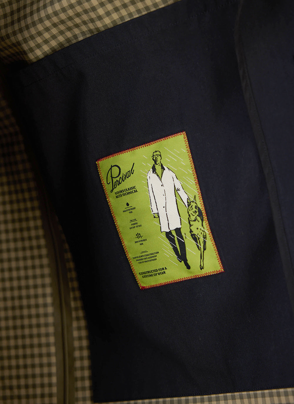 Men's Black Waterproof Long Trench Coat - Cord Collar | Percival
