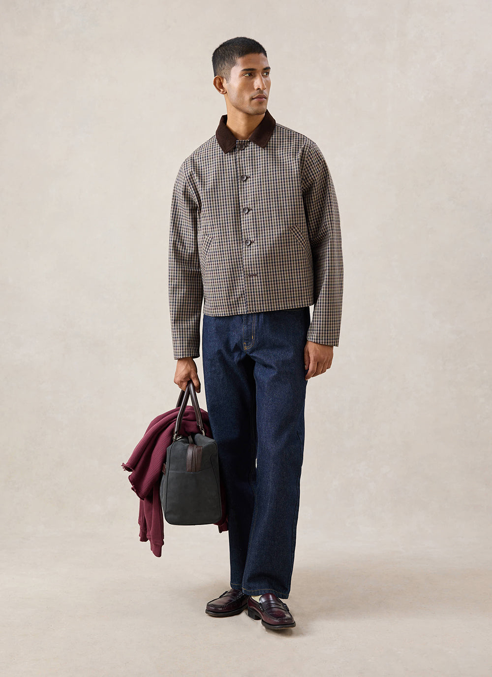 Men's Cropped Trench Coat - Waterproof - Watcher Check | Percival