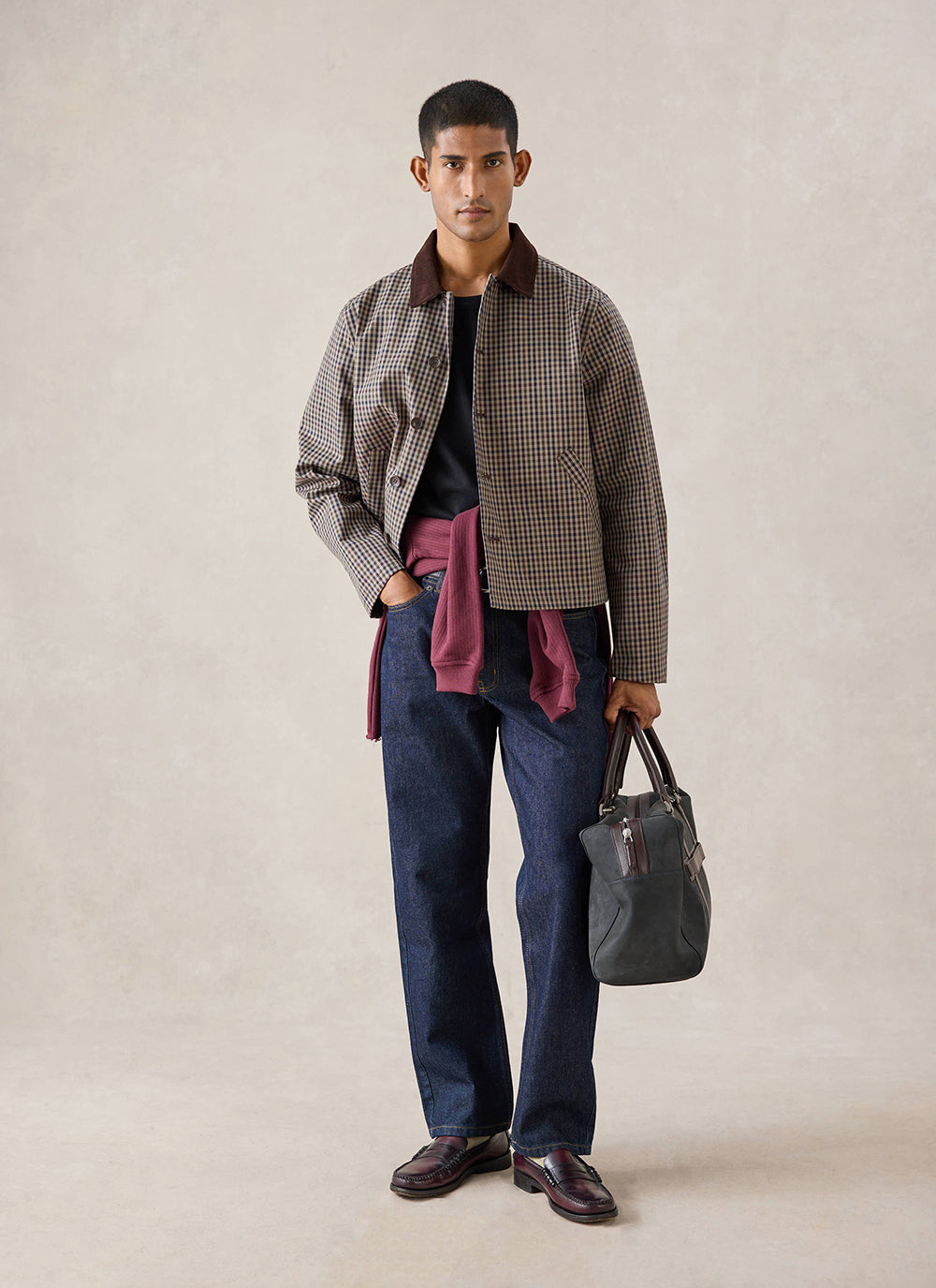 Men's Cropped Trench Coat - Waterproof - Watcher Check | Percival