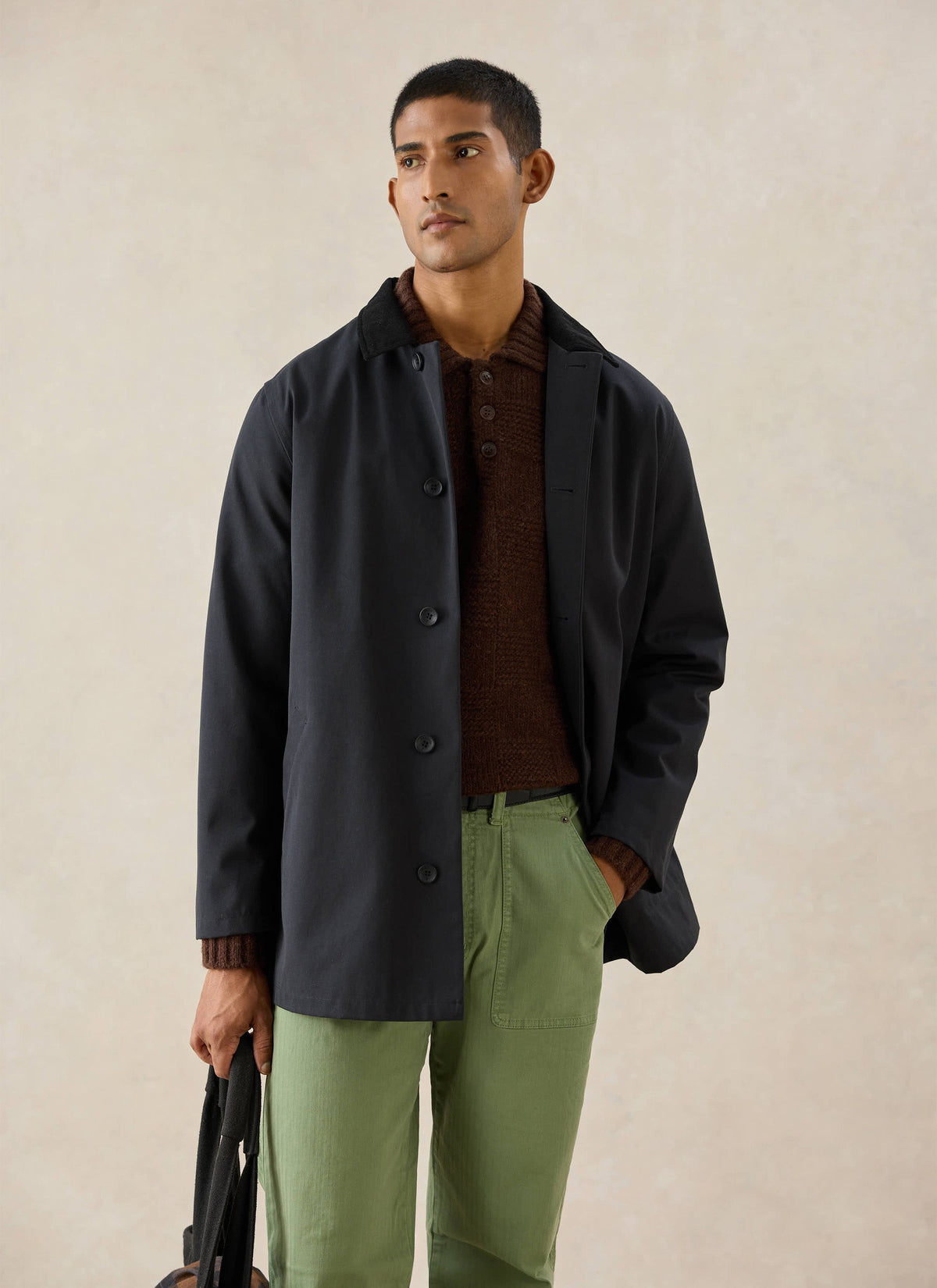 Men's Black Short Trench Coat - Sherlock - Waterproof | Percival