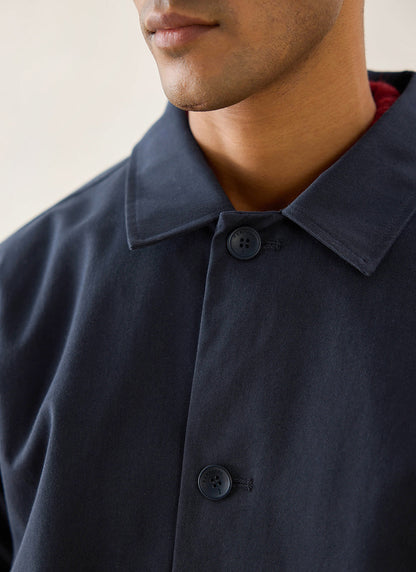 Men's Waterproof Long Trench Coat - Wilson - Navy Blue | Percival