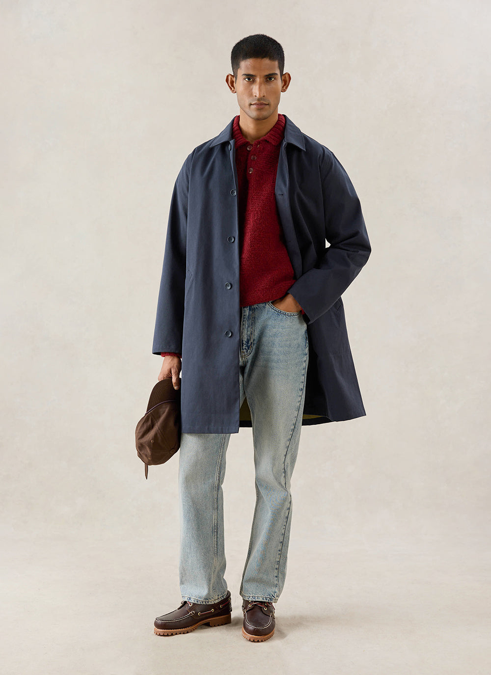 Men's Waterproof Long Trench Coat - Wilson - Navy Blue | Percival