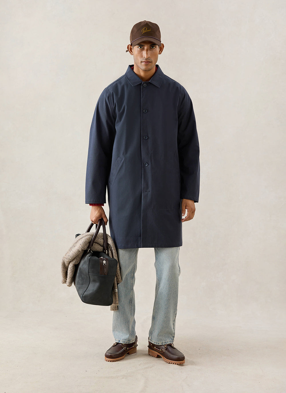 Men's Waterproof Long Trench Coat - Wilson - Navy Blue | Percival