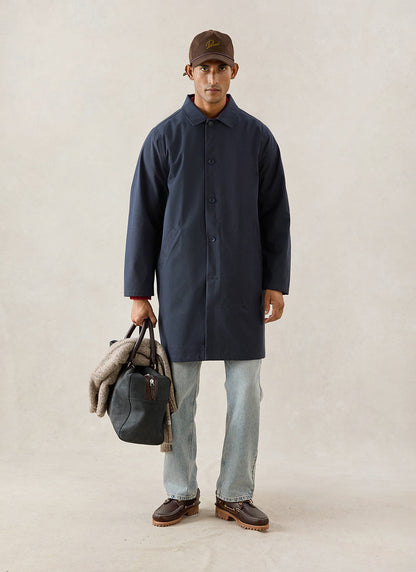 Men's Waterproof Long Trench Coat - Wilson - Navy Blue | Percival