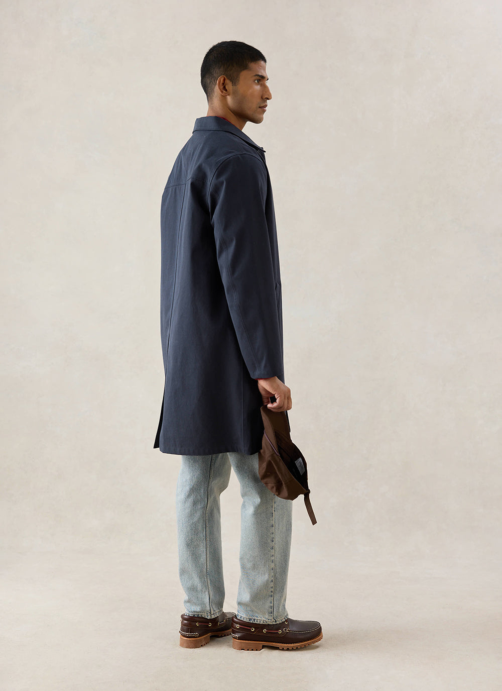 Men's Waterproof Long Trench Coat - Wilson - Navy Blue | Percival