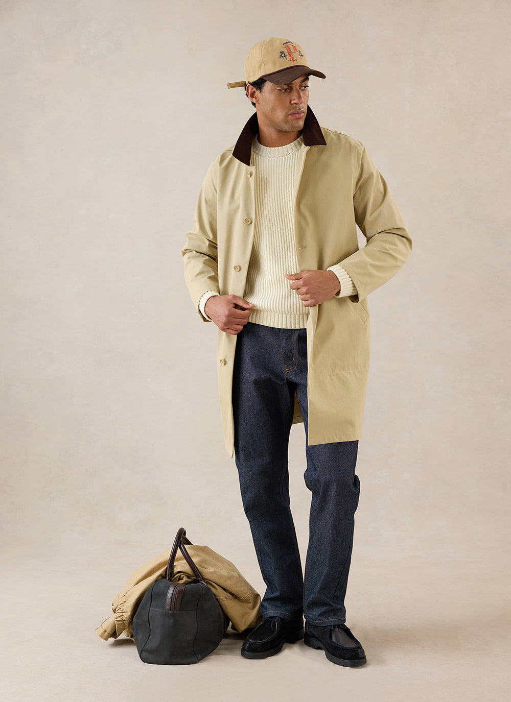 Men's Long Trench Coat - Wilson - Waterproof - Tan | Percival
