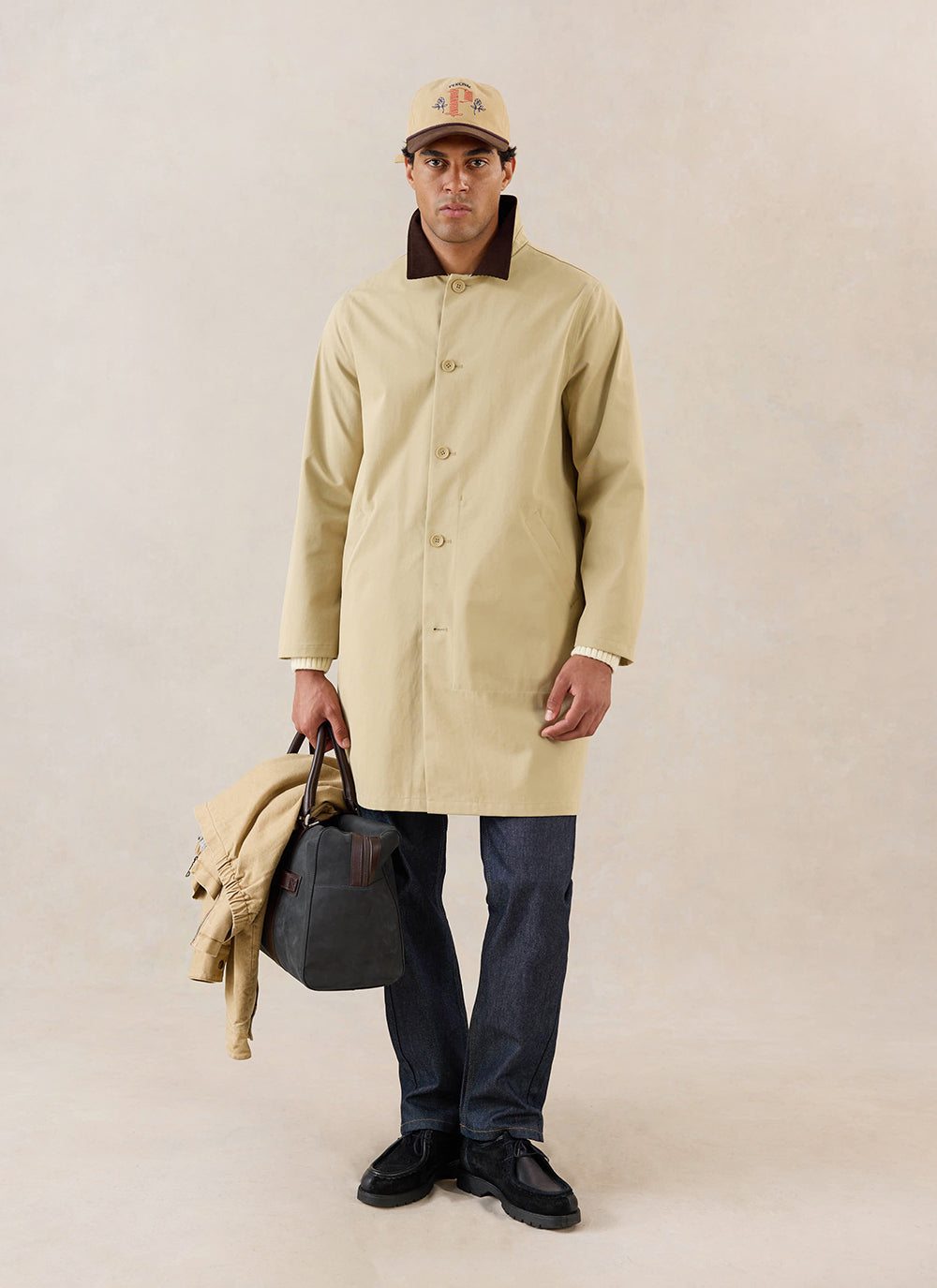 Men's Long Trench Coat - Wilson - Waterproof - Tan | Percival