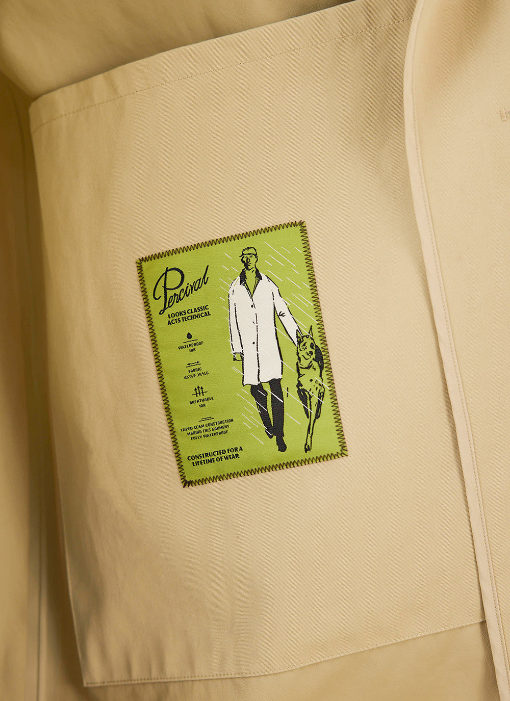 Men's Long Trench Coat - Wilson - Waterproof - Tan | Percival