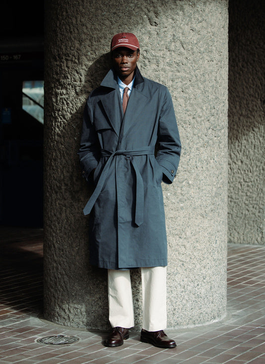 Men's Mac Trench Coat - Limited Edition Percival x Front Office - Navy | Percival