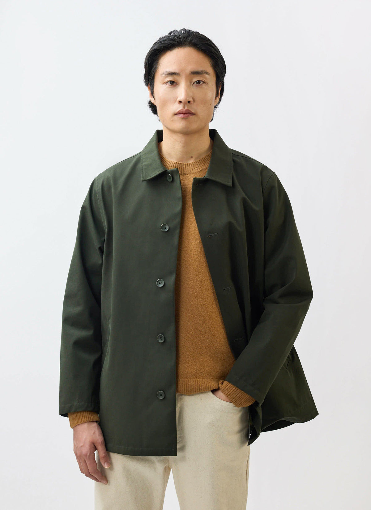 Men's Sherlock Short Trench Coat - Waterproof - Forest Green | Percival