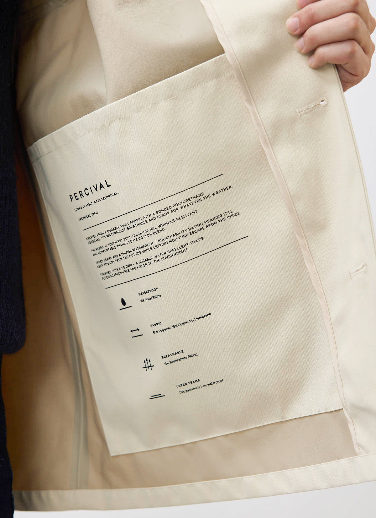 Men's Sherlock Short Trench Coat - Waterproof - Cream | Percival