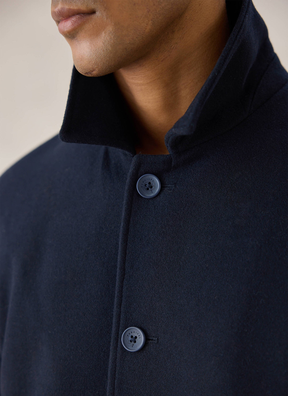 Men's Peacoat - Melton Wool - Navy Blue | Percival