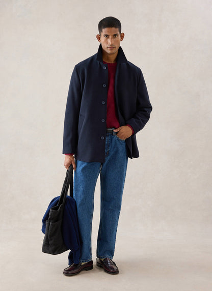 Men's Peacoat - Melton Wool - Navy Blue | Percival