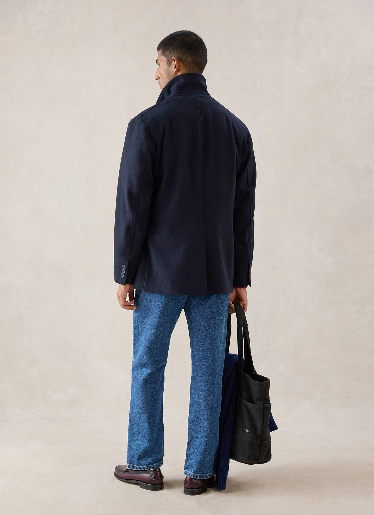 Men's Peacoat - Melton Wool - Navy Blue | Percival