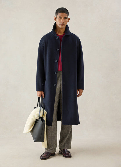 Men's Wool Overcoat - Minnesota - Navy Blue | Percival