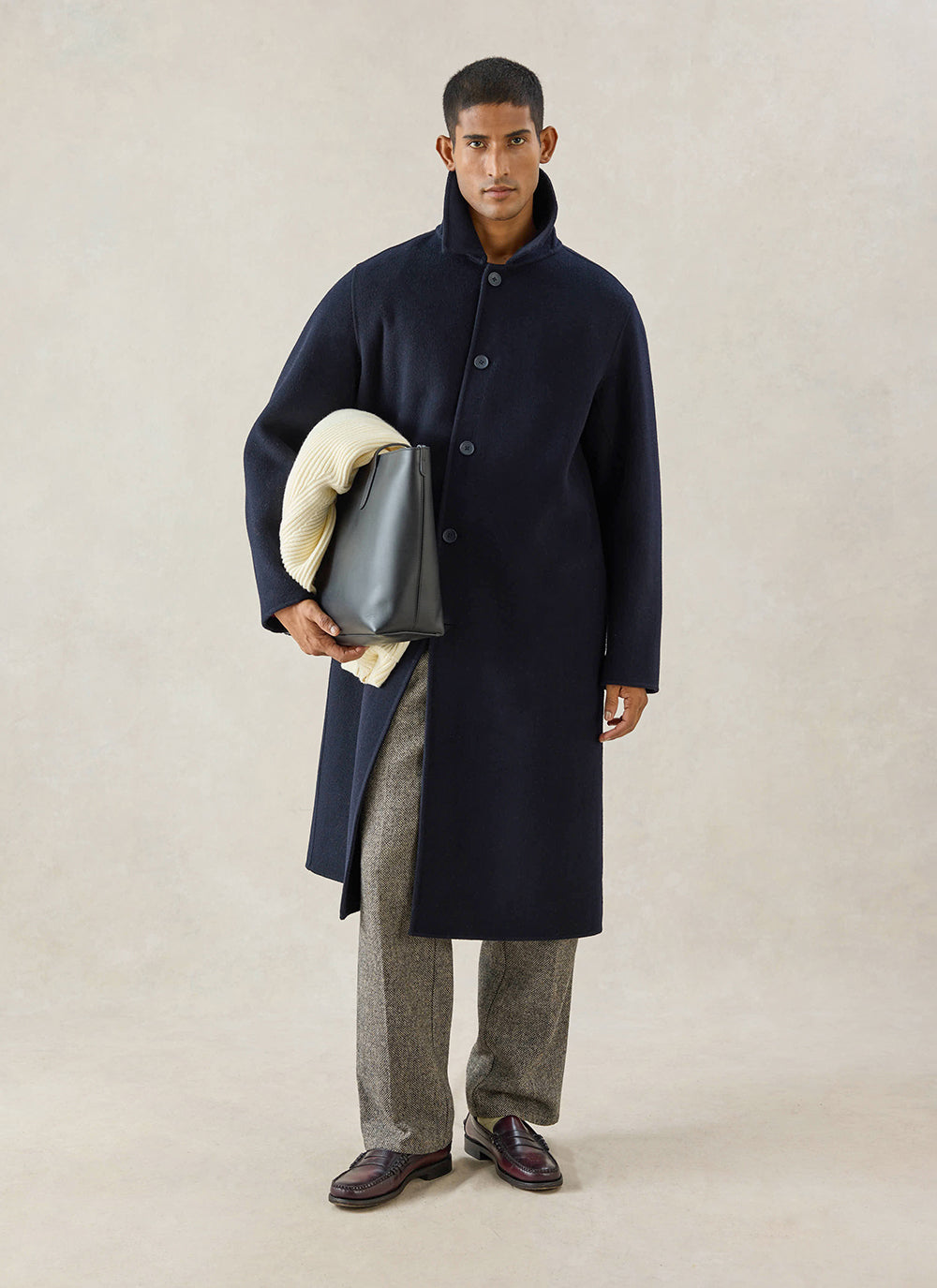 Men's Wool Overcoat - Minnesota - Navy Blue | Percival