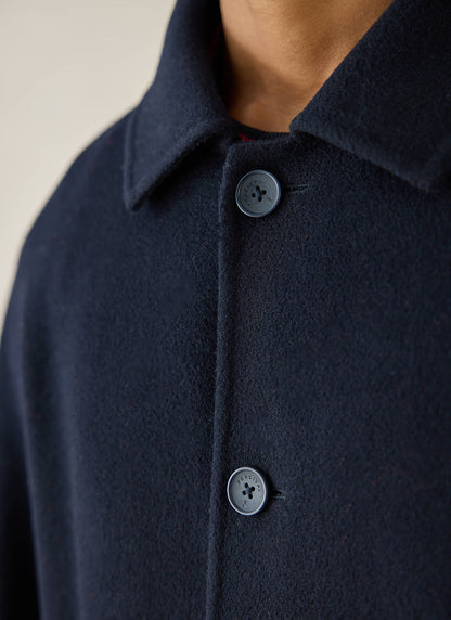 Men's Wool Overcoat - Minnesota - Navy Blue | Percival