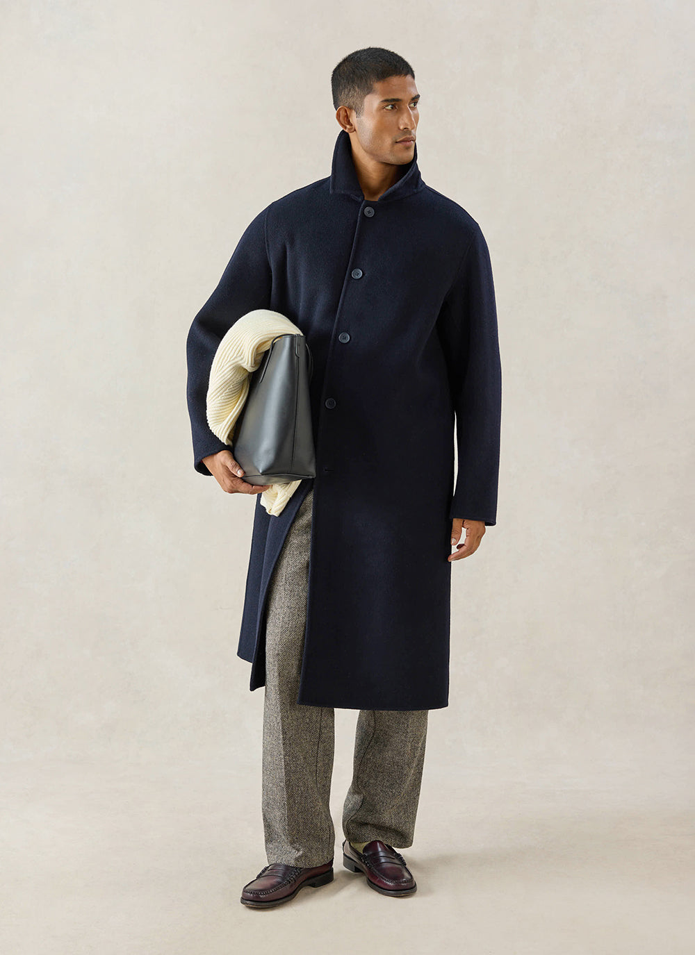 Men's Wool Overcoat - Minnesota - Navy Blue | Percival