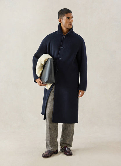 Men's Wool Overcoat - Minnesota - Navy Blue | Percival