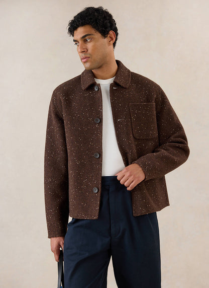 Minnesota Double-Faced Wool Overshirt - Brown Fleck | Percival