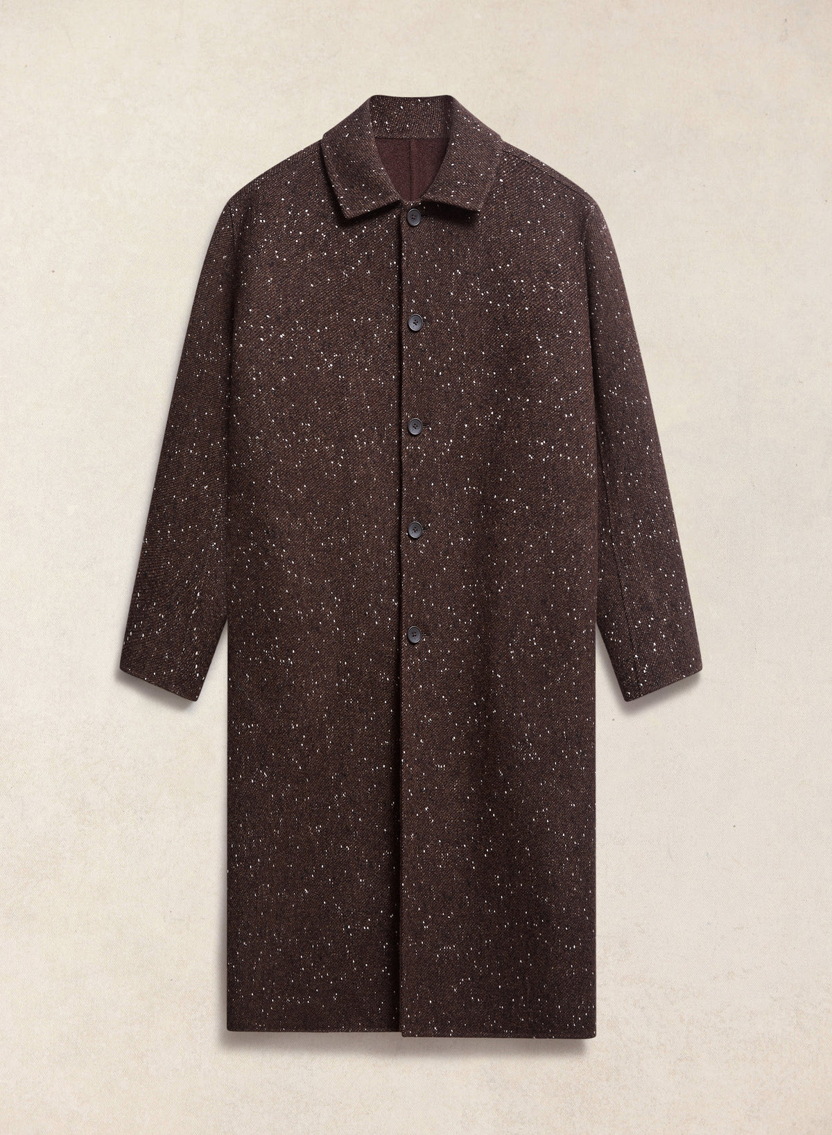 Men's Long Overcoat - Minnesota - Brown Fleck Twill | Percival